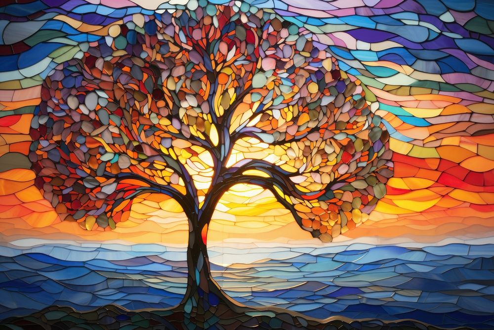 Tree with sunset background art backgrounds tranquility.