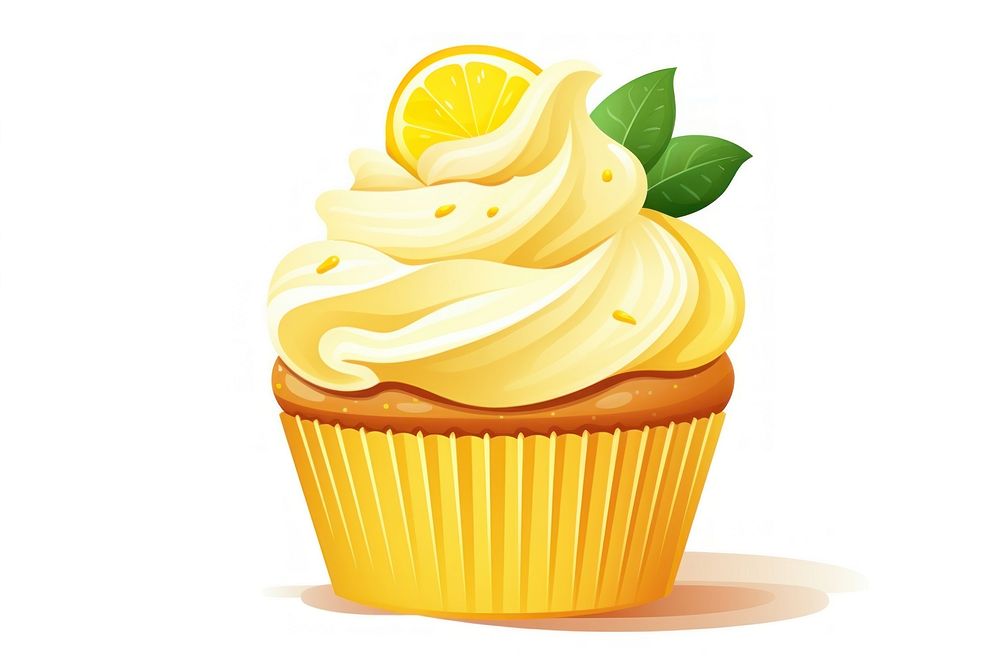 Cupcake lemon dessert cartoon.
