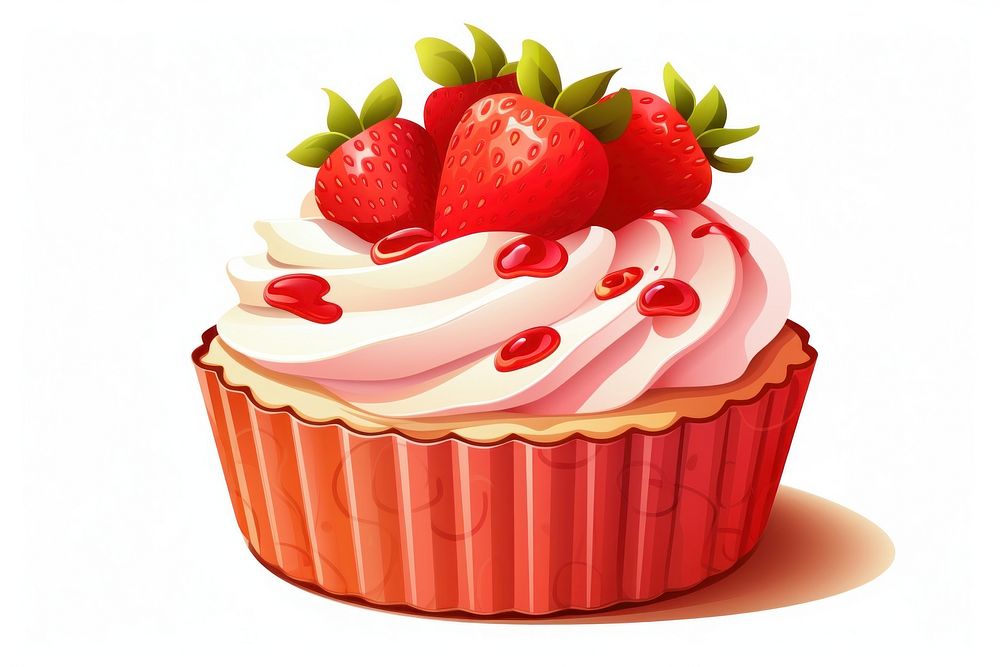 Cupcake strawberry dessert fruit.
