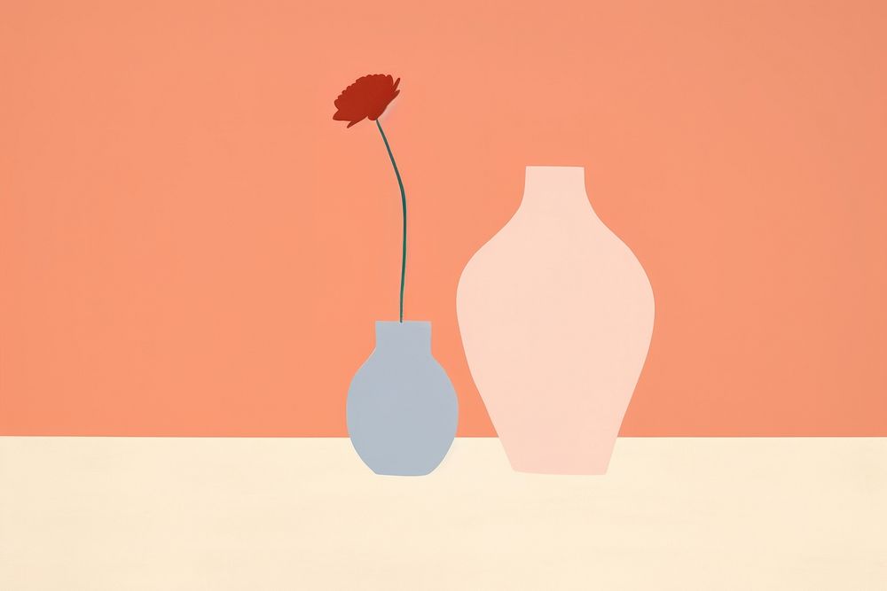 Minimal vase in the table painting art decoration.