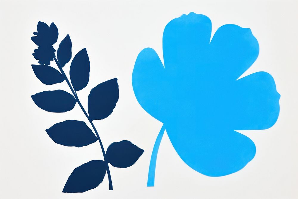 Blue flower plant leaf art.