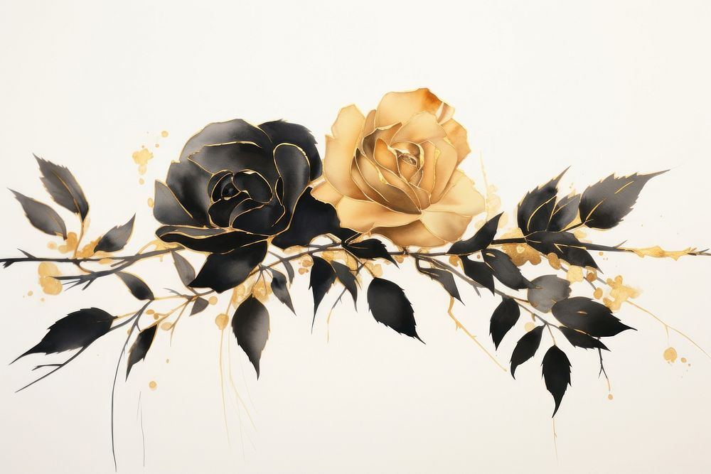 Rose painting flower plant. AI generated Image by rawpixel.