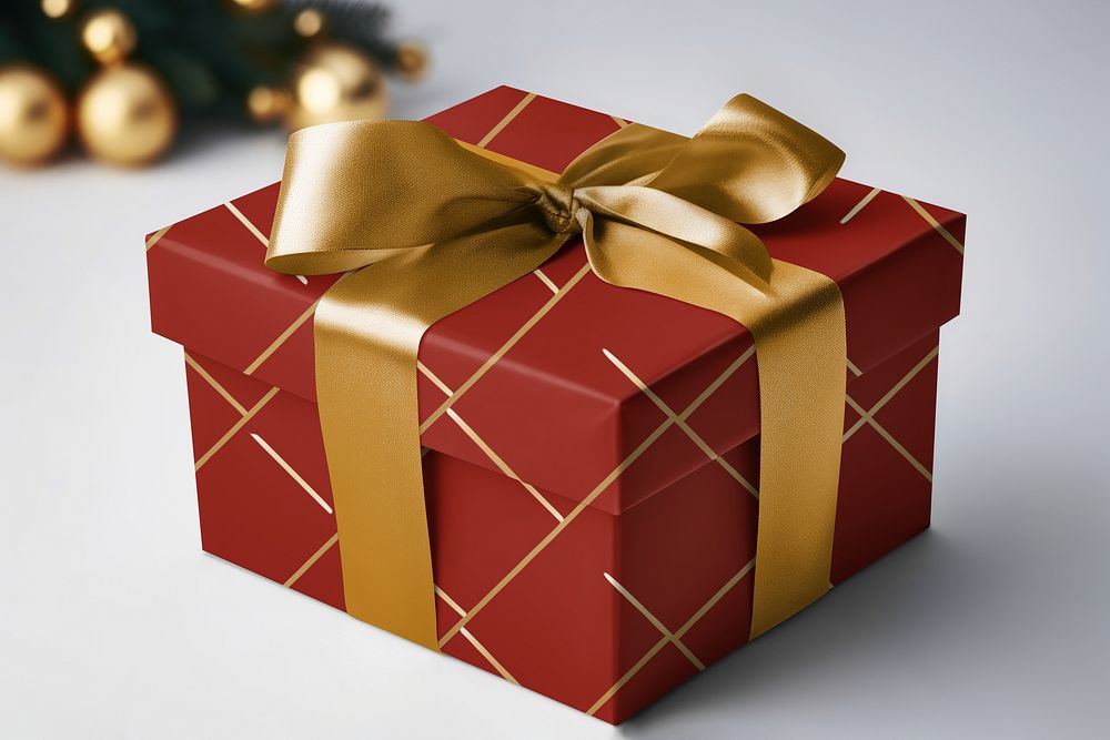 Christmas gift box mockup psd