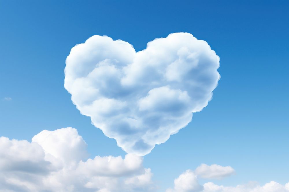 Hearts shaped cloud sky outdoors.
