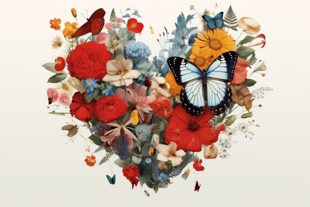 Flower and butterflies graphics pattern petal. AI generated Image by rawpixel.