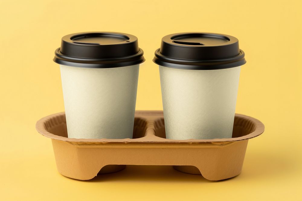 Beige disposable coffee cups