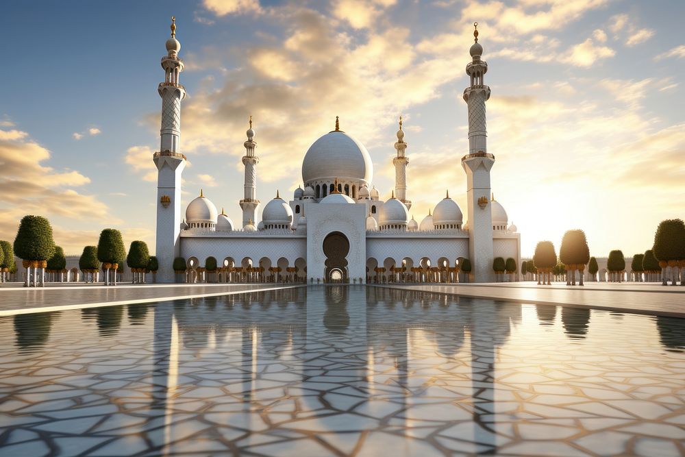 Sheikh Zayed Grand Mosque in the Abu Dhabi architecture building mosque. AI generated Image by rawpixel.