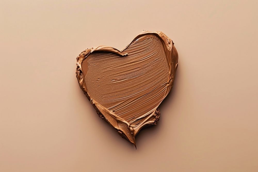 Makeup foundation swatch brown shape heart jewelry studio shot accessories.