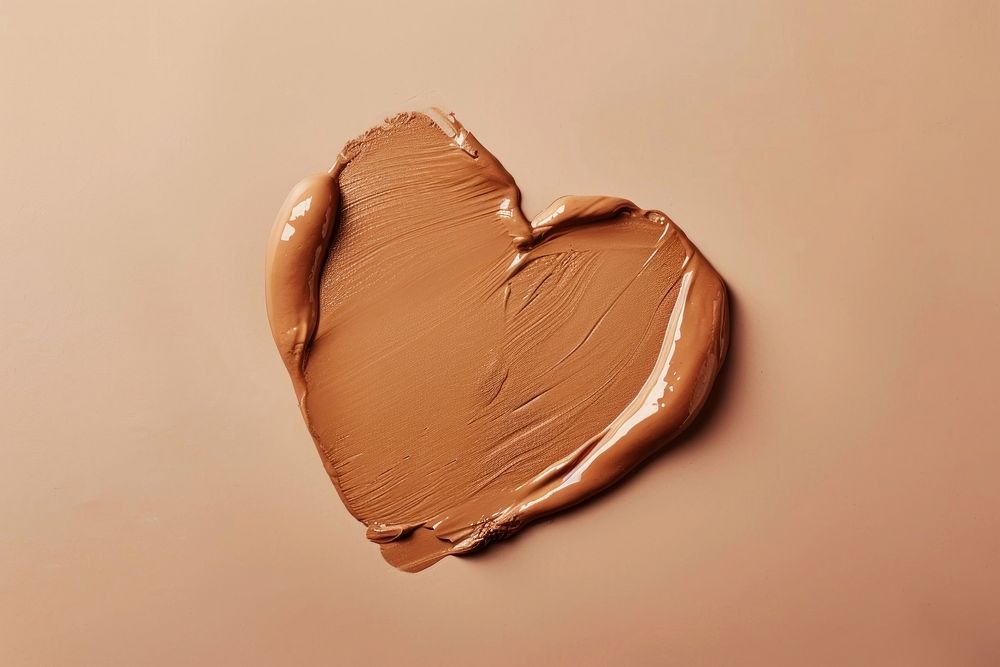 Makeup foundation swatch brown shape heart studio shot accessories chocolate.