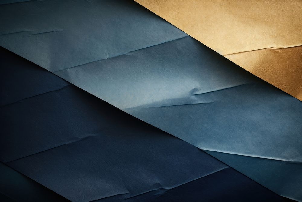 Blue gold texture paper backgrounds folded wrinkled.
