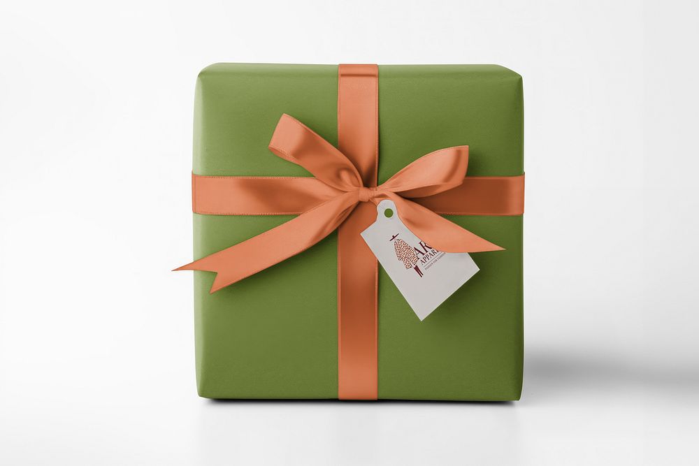 Green gift box mockup psd