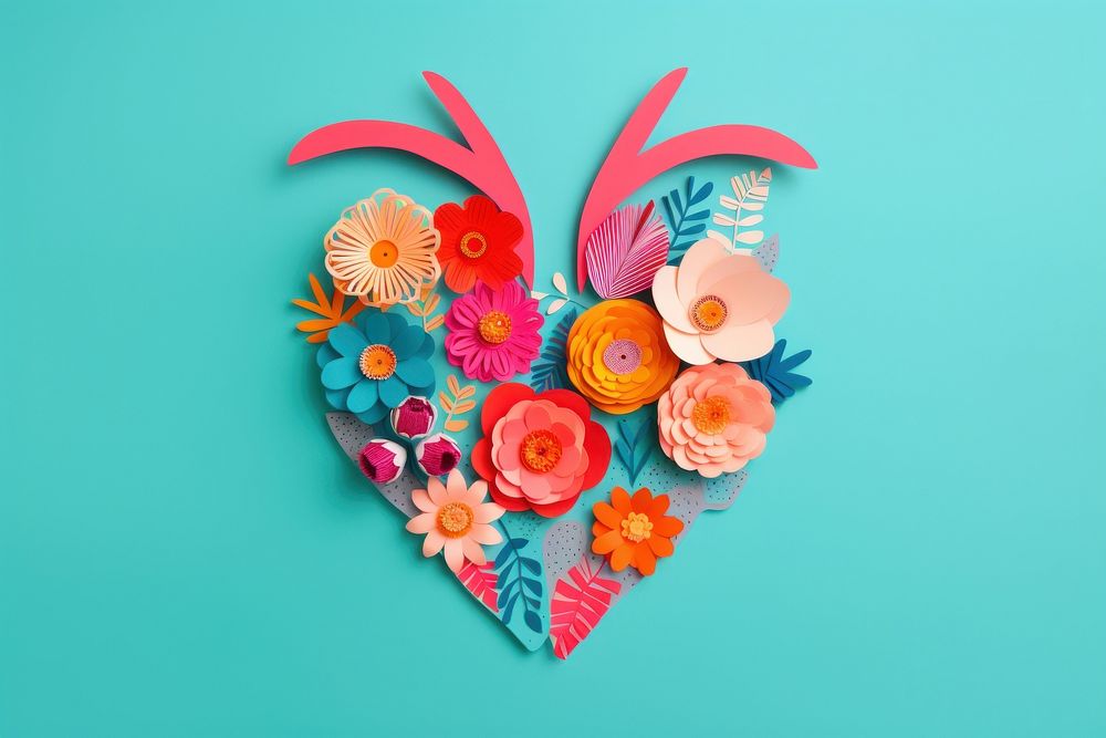 Heart with flowers representation celebration creativity. AI generated Image by rawpixel.