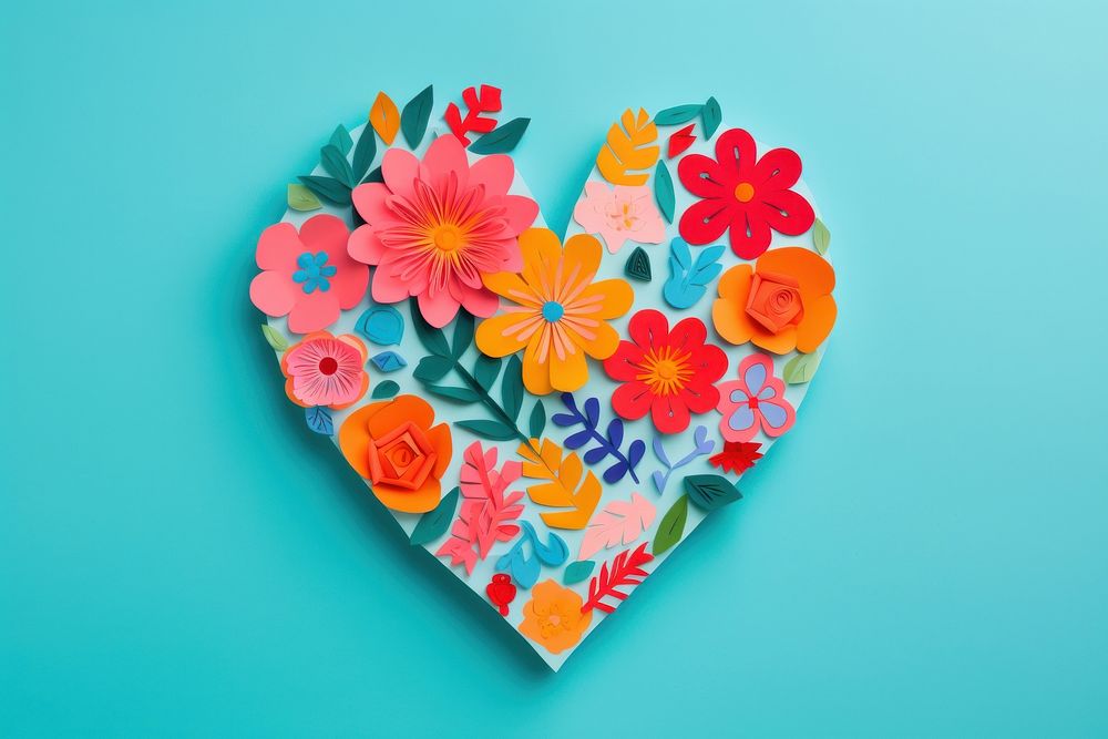 Heart with flowers inflorescence creativity decoration. AI generated Image by rawpixel.
