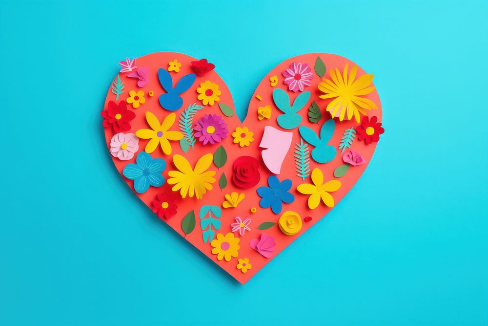 Heart with flowers and butterflies representation celebration creativity. AI generated Image by rawpixel.
