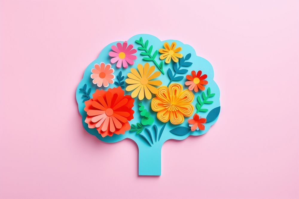 Human brain with flowers craft plant art. AI generated Image by rawpixel.