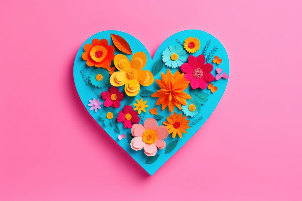Realistic heart with flowers celebration creativity decoration. AI generated Image by rawpixel.