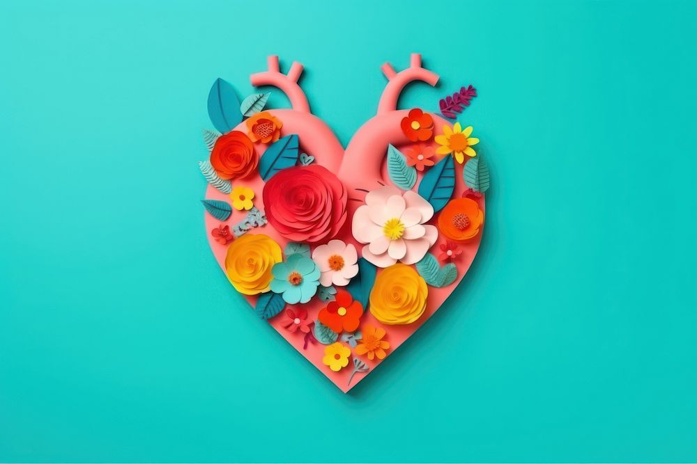 Realistic heart with flowers representation celebration creativity. AI generated Image by rawpixel.