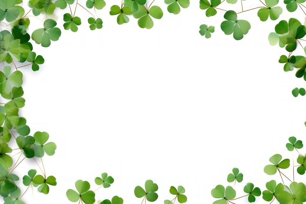 Clover leaves are scattered in the form of a frame backgrounds plant green.
