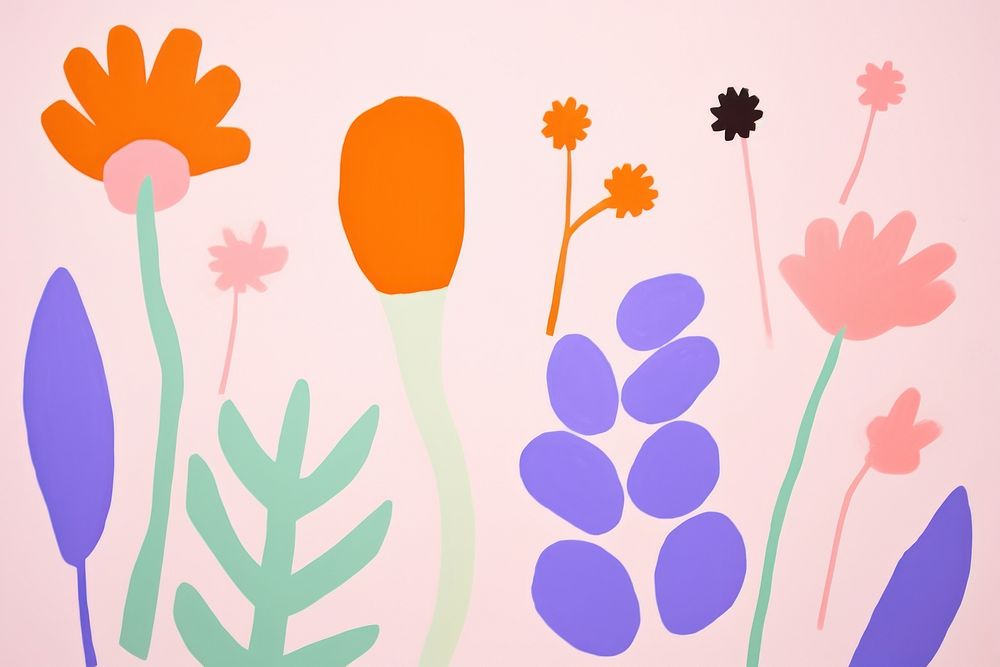 Simple colorful garden flowers backgrounds pattern drawing.