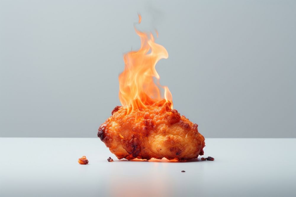 Photography of a Small Burning on top fried chicken fire burning bonfire.