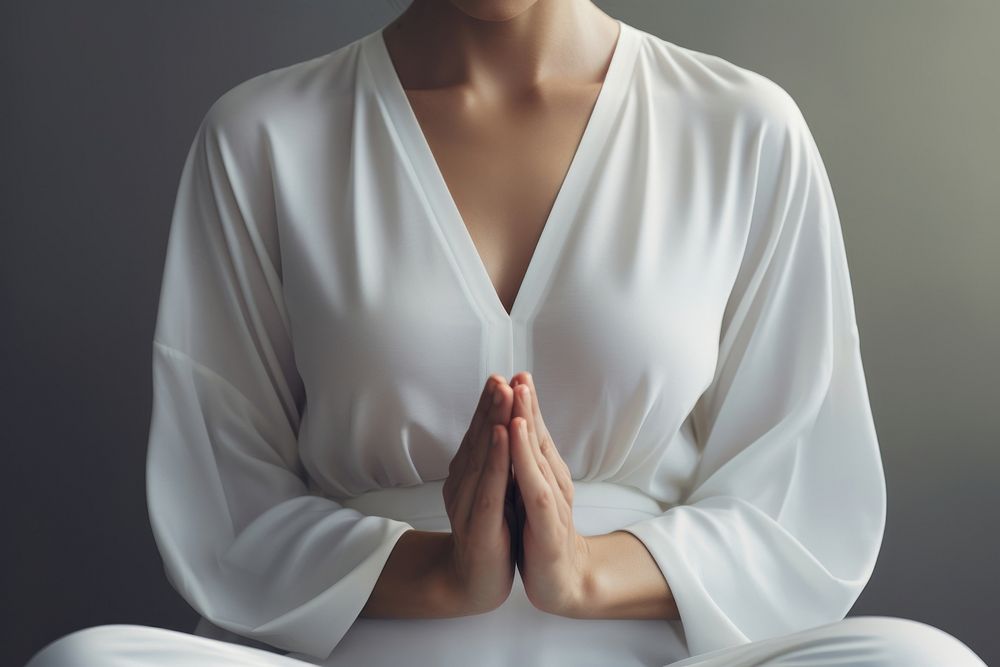 Meditation yoga cross-legged spirituality. AI generated Image by rawpixel.