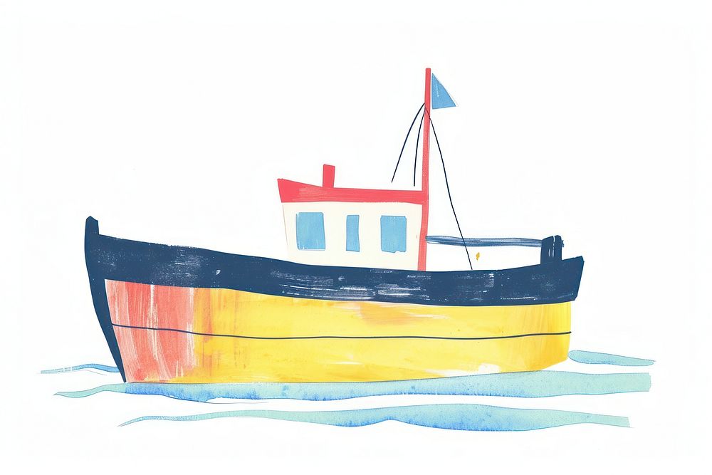 Boat painting watercraft sailboat. AI generated Image by rawpixel.