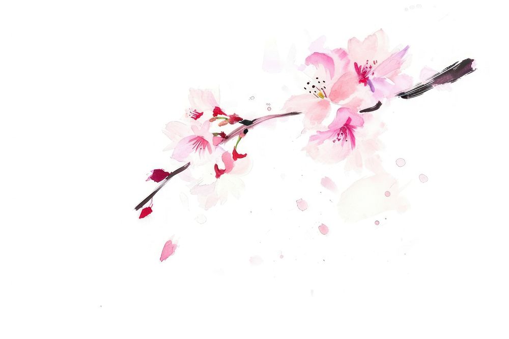 Cherry blossom flower plant white background. AI generated Image by rawpixel.