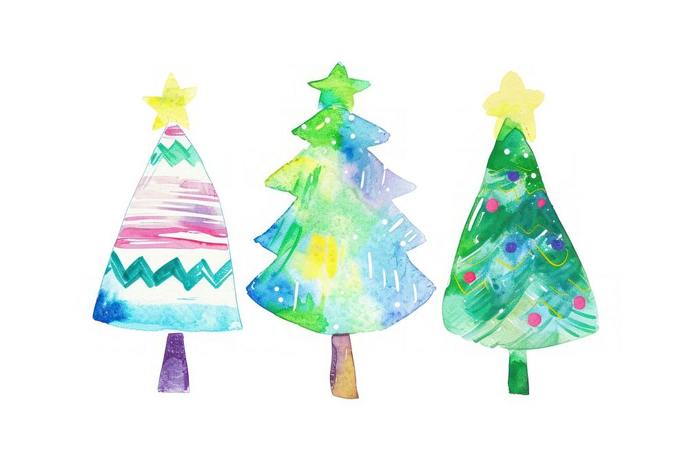 Chistmas tree christmas painting white background. AI generated Image by rawpixel.