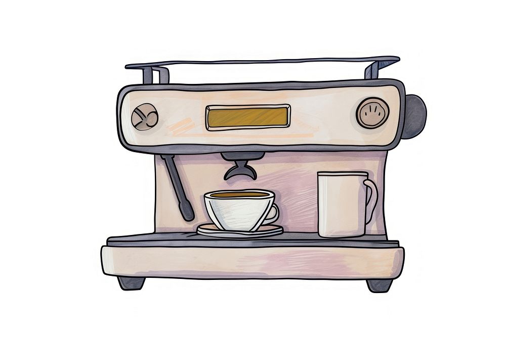 Espresso machine with a cup coffee white background coffeemaker. AI generated Image by rawpixel.