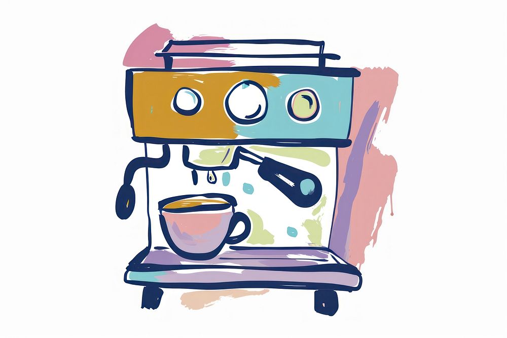 Espresso machine with a cup coffee mug coffeemaker. AI generated Image by rawpixel.
