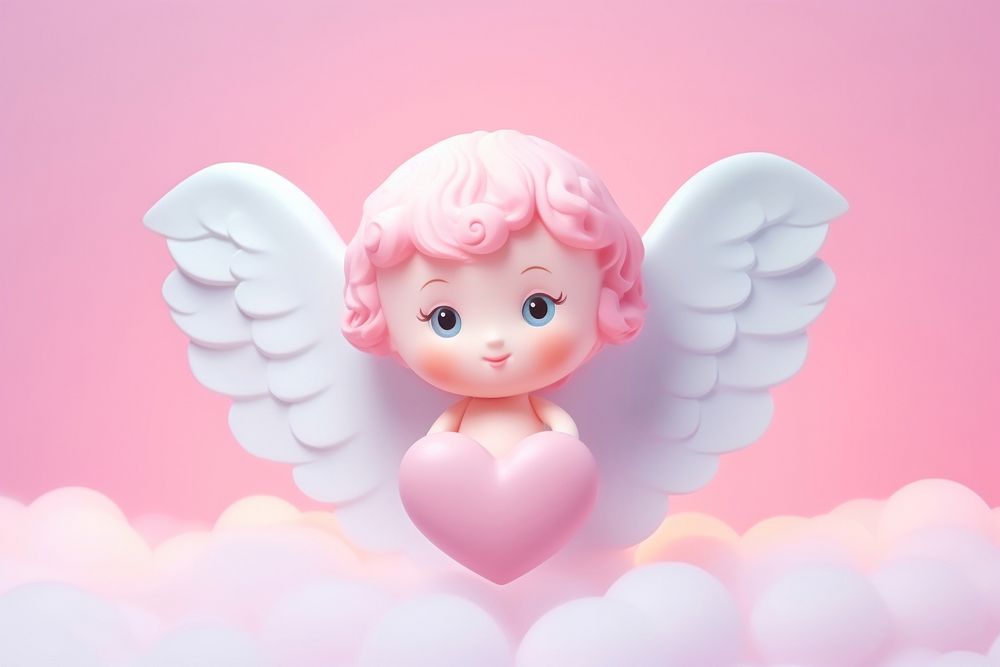 PNG Valentine cherub cute doll pink. AI generated Image by rawpixel.