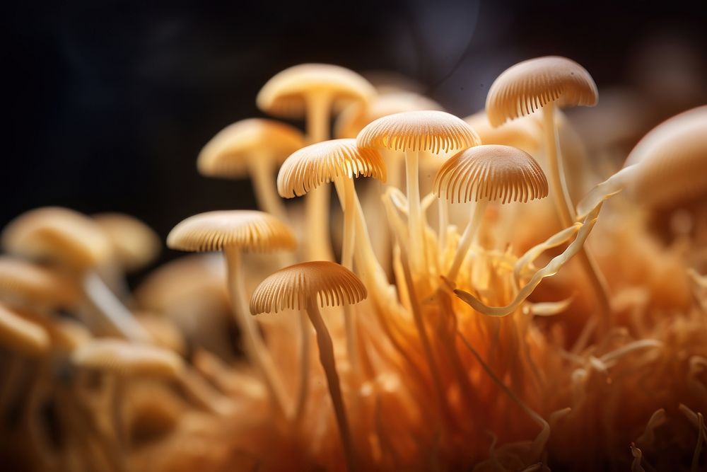 Golden mushroom fungus plant food.
