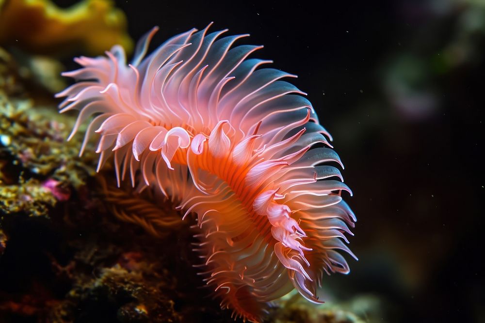 Feather duster worm underwater outdoors animal.