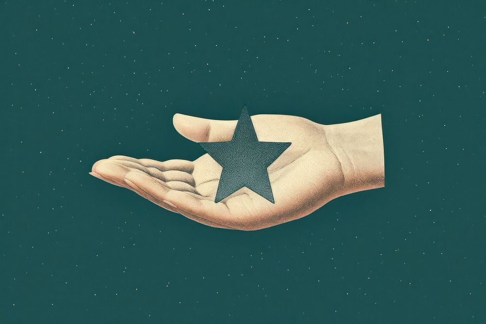 Star hand holding symbol.