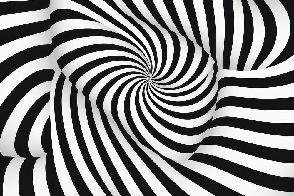 Black and white modern pattern with optical illusion spiral black zebra.