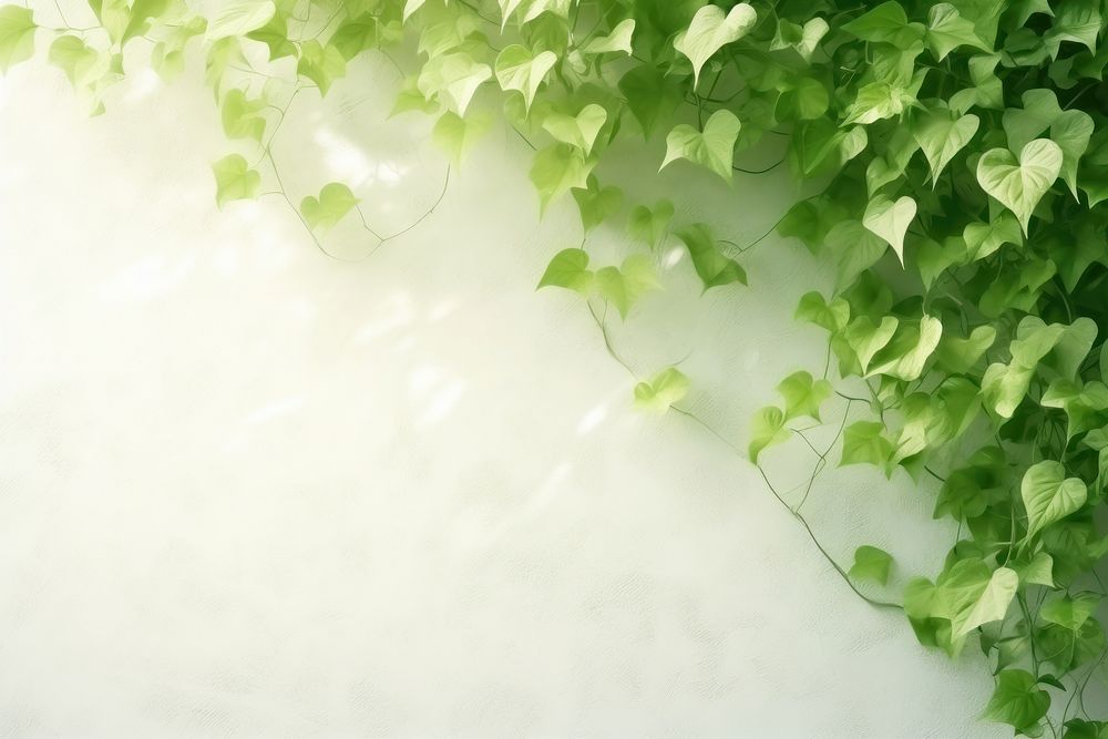  A green wall with green leaves and shadows nature plant white. AI generated Image by rawpixel.
