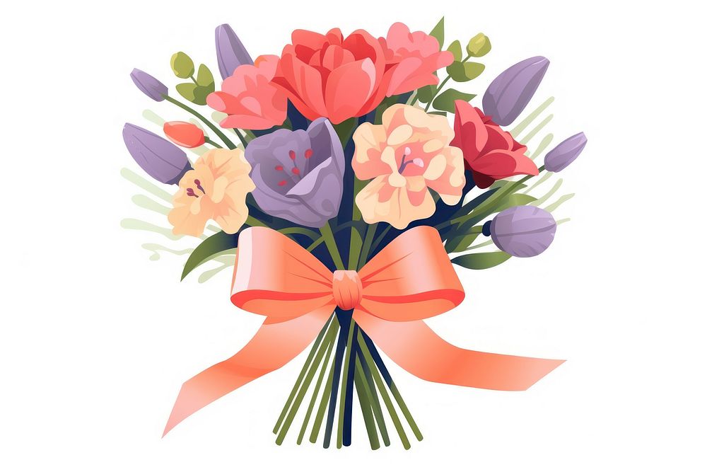 A Bouquet of flowers with different color decoration ribbon plant. AI generated Image by rawpixel.