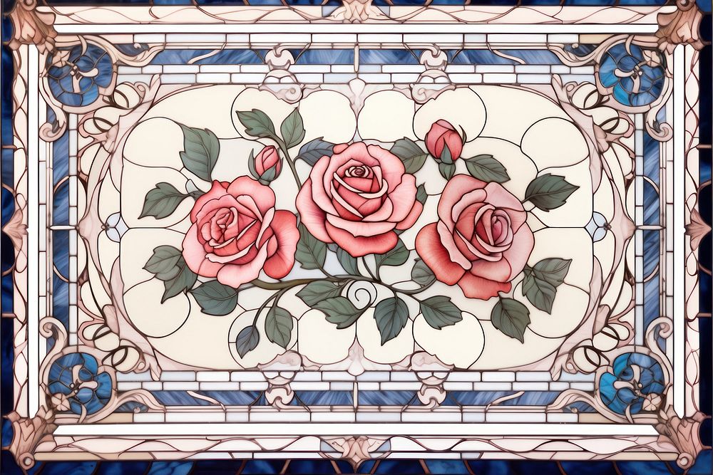 Mosaic roses frame art backgrounds flower.