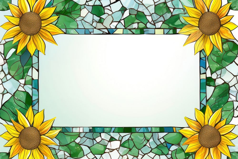Sunflower mosaic frame backgrounds plant glass.
