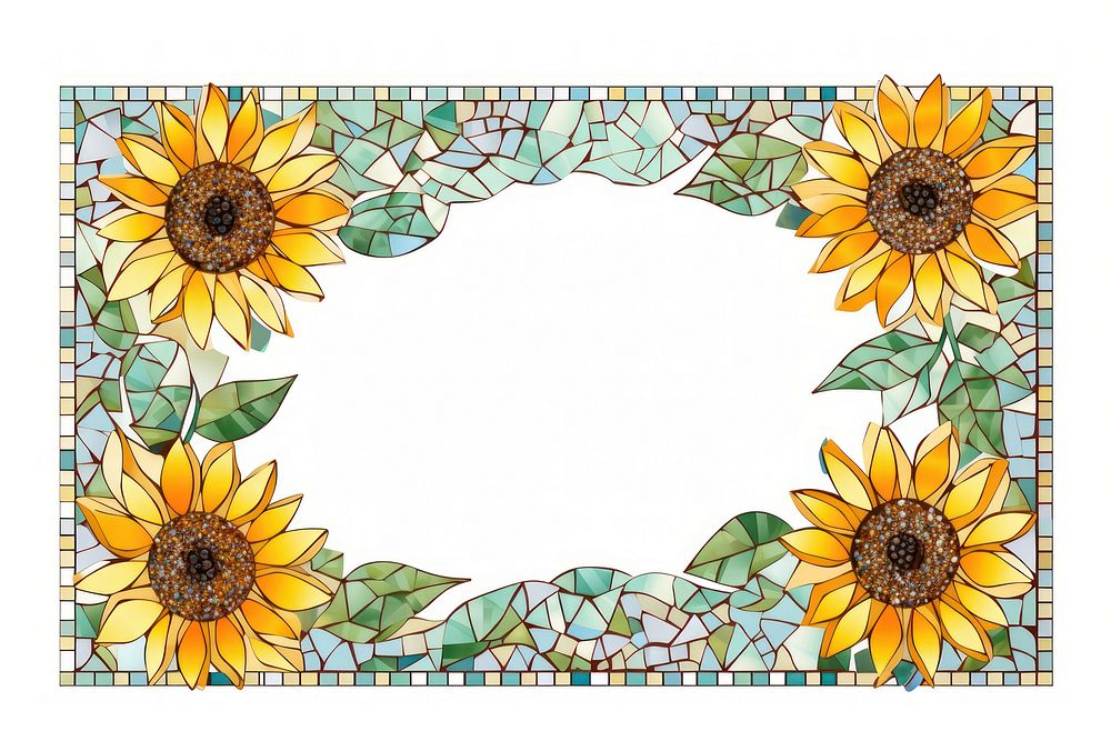 Sunflower mosaic frame art backgrounds plant.