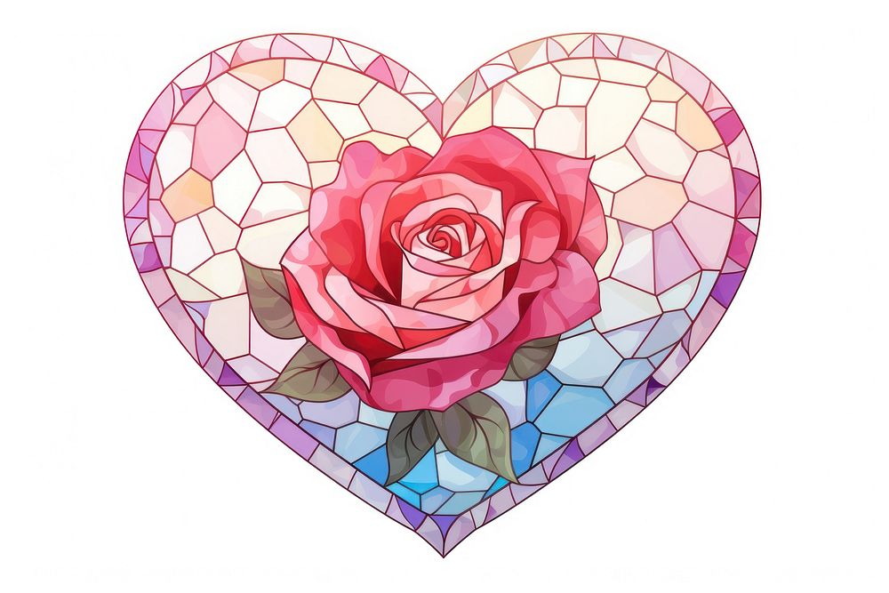 Heart with rose flower white background creativity.
