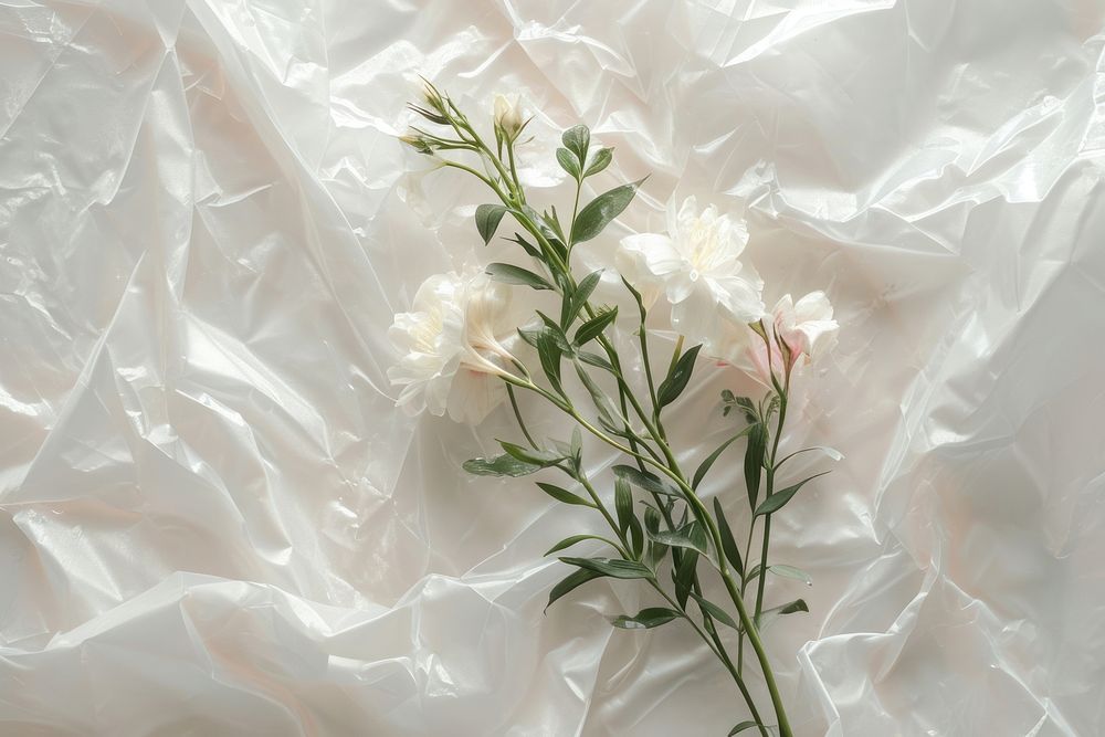 Wrinkled plastic wrap flower backgrounds plant.