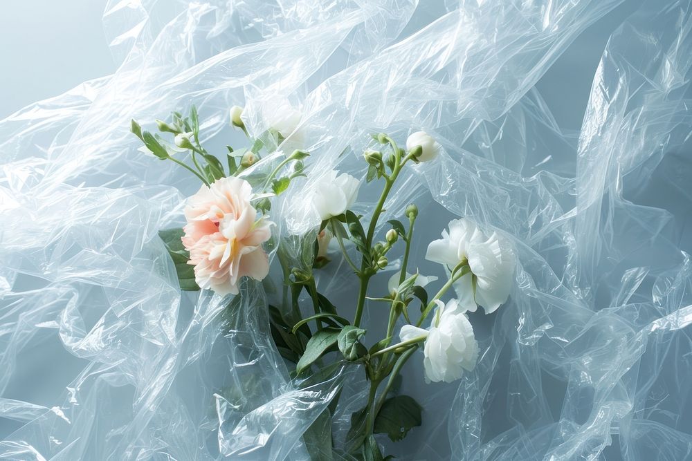 Wrinkled plastic wrap flower plant petal.