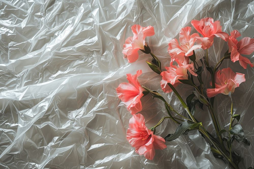 Wrinkled plastic wrap flower backgrounds petal.