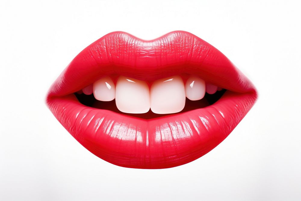 Mouth cosmetics lipstick teeth.