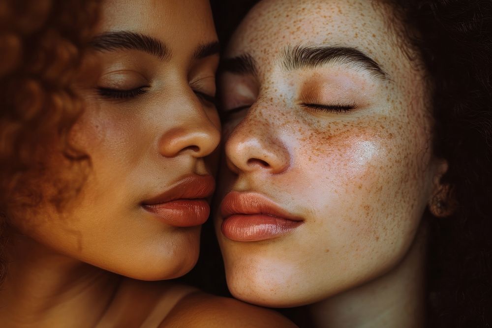 Skin photography portrait kissing.
