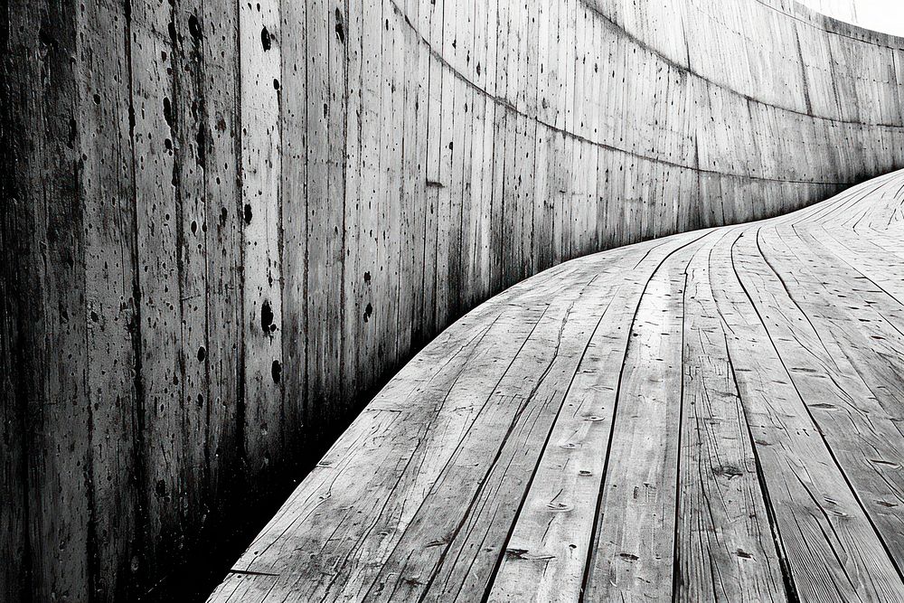 Black and white texture wall backgrounds boardwalk outdoors.