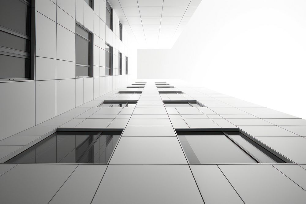 Black and white modern architect architecture building corridor.