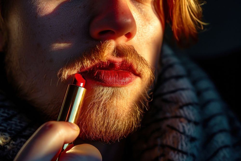 Lipstick cosmetics holding adult.