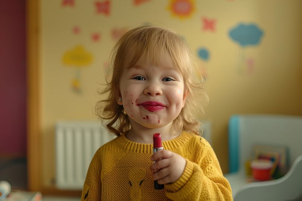 Photography portrait lipstick toddler.